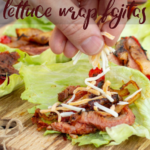 pinterest image for lettuce wrap fajitas