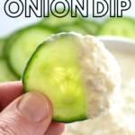 pinterest image for smoked onion dip