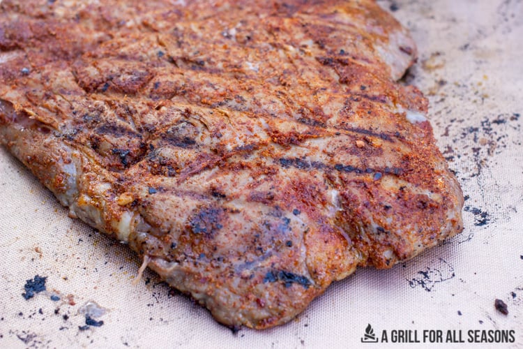 grilled steak on grilling mat