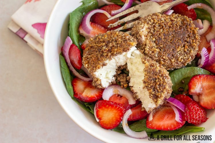 salad with pecan crusted goat cheese