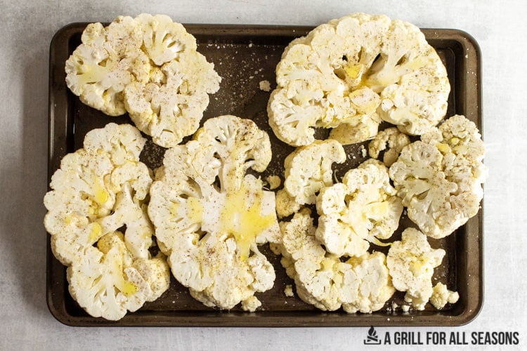slices of cauliflower on tray