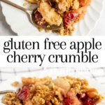 pinterest image for apple and cherry crumble