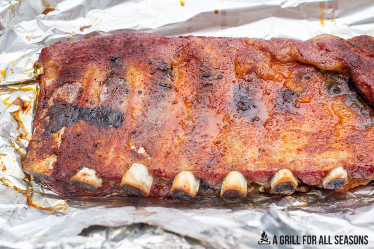 whole rack of pork ribs pellet grill smoked