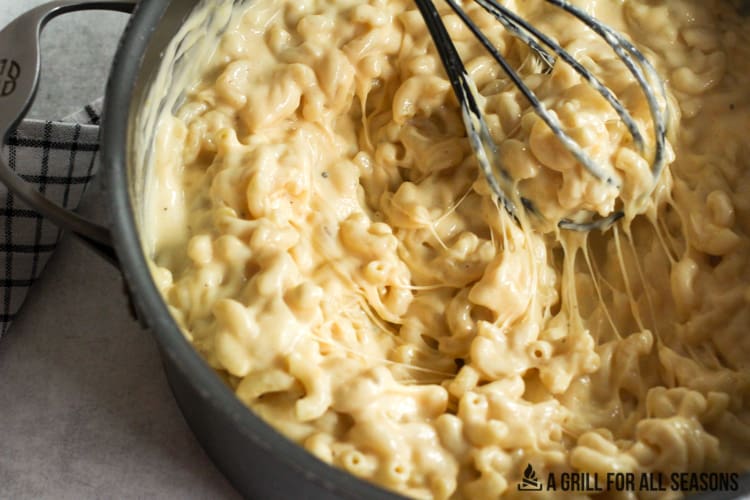 cheese and macaroni combined in pan