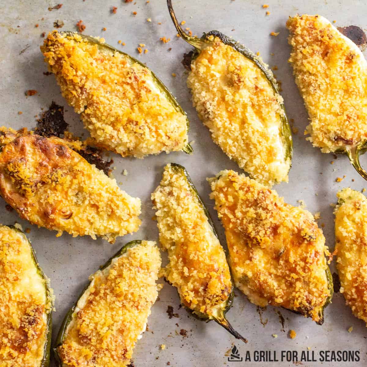 smoked jalapeno poppers recipe on a baking pan