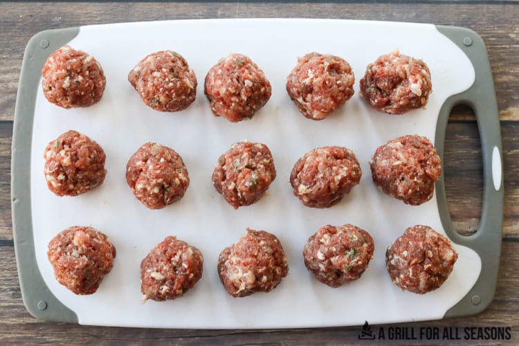 formed meatballs on cutting board