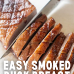 pinterest image for smoked duck breast