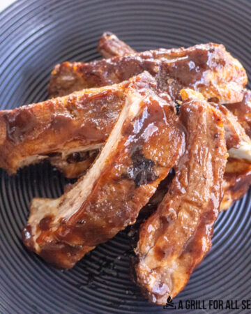 close up of plate with air fried spare ribs