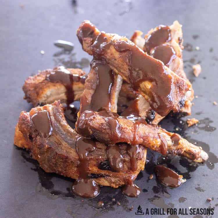 air fryer spare ribs cooked with sauce