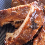 pinterest image for air fryer spare ribs