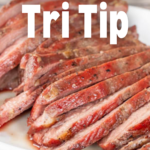 pinterest image for smoked tri tip
