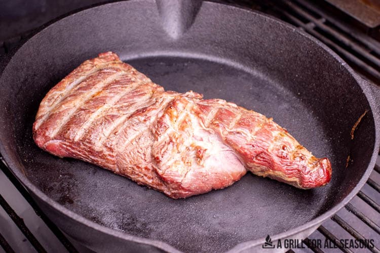 tri tip steak on cast iron pan