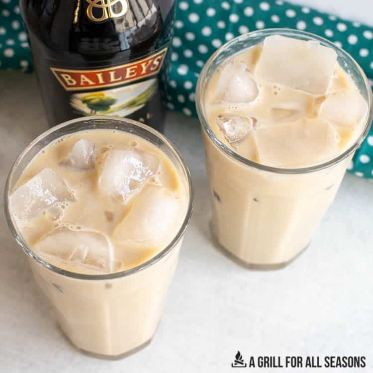 two glasses of baileys iced coffee