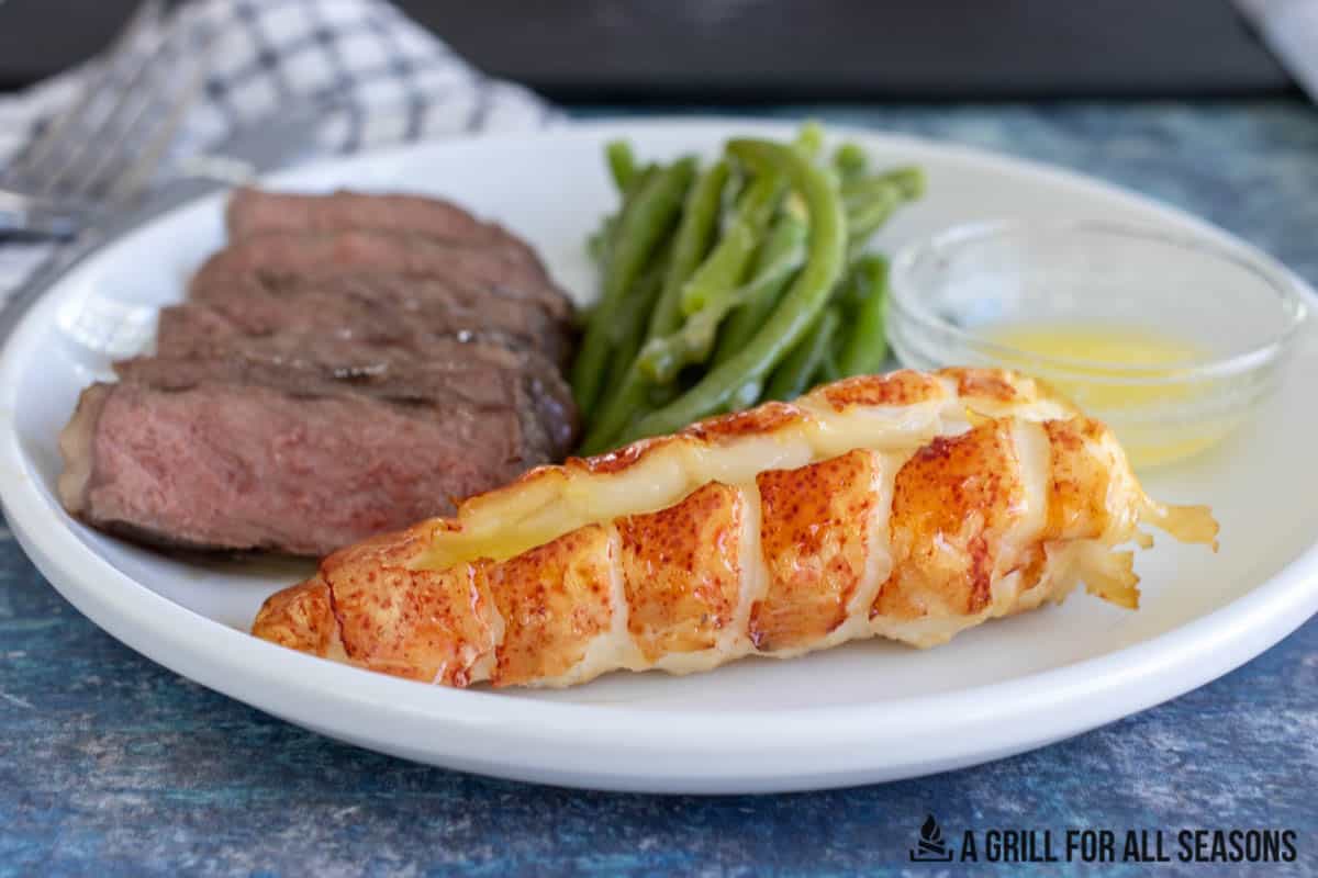 plate with lobster tail and sides