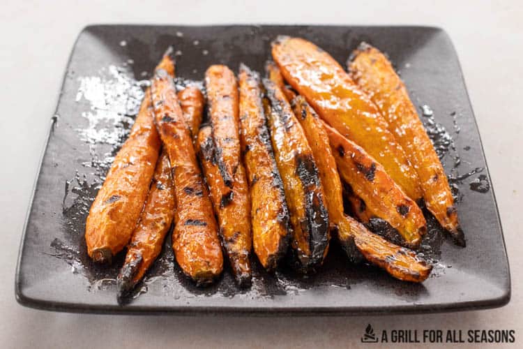 platter of honey sriracha glazed grilled carrots