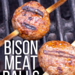 pinterest image for bison meatballs
