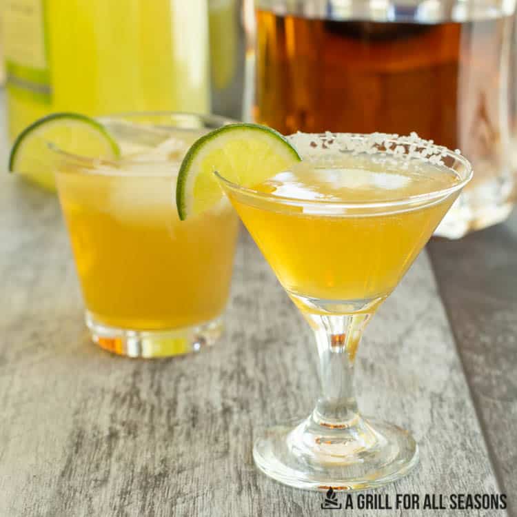 two glasses with whiskey margaritas