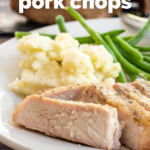 pinterest image for traeger smoked pork chops