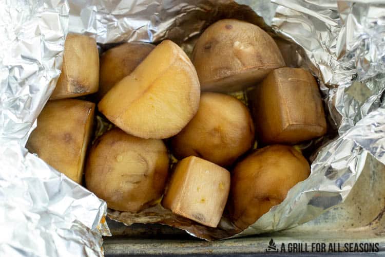 smoked potatoes in foil
