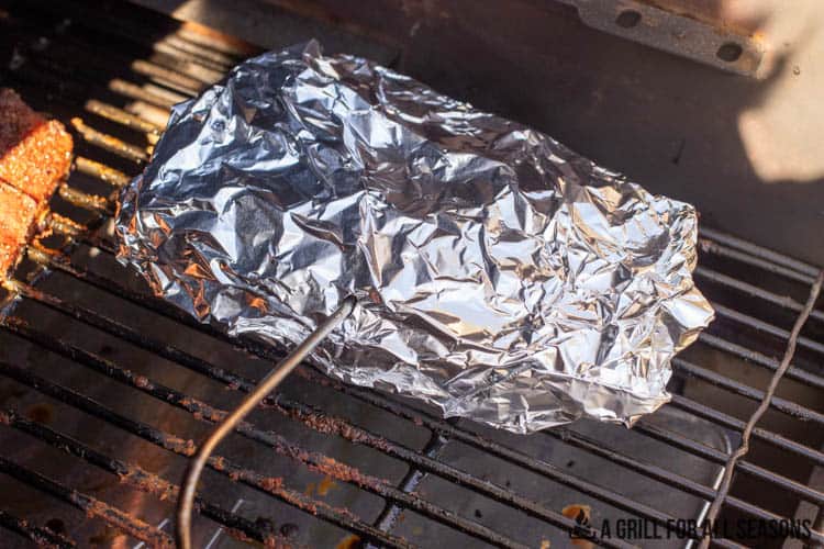 foil wrapped beef on pellet grill