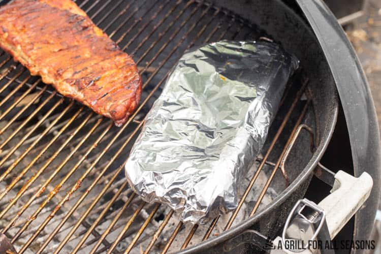 ribs on grill wrapped in foil