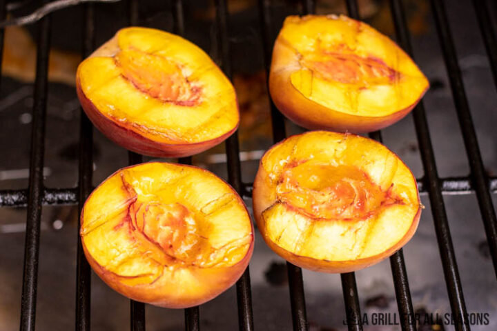 smoked peaches on grill