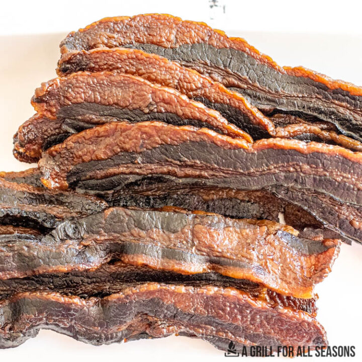 pile of bacon jerky close up