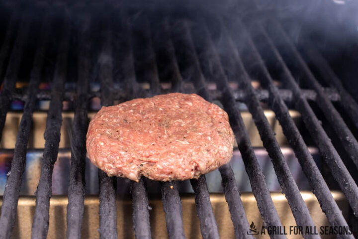 wagyu beef burger on grill