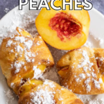 pinterest image for air fryer peaches