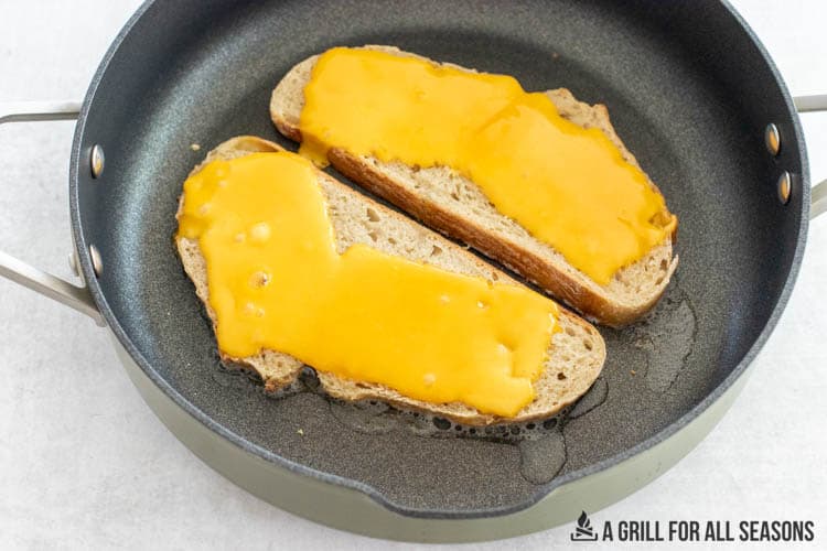 melted cheese on sourdough bread