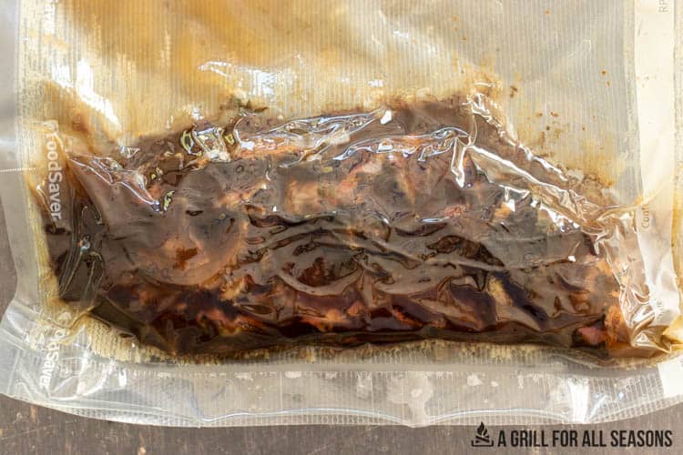 cooked sous vide short ribs in bag