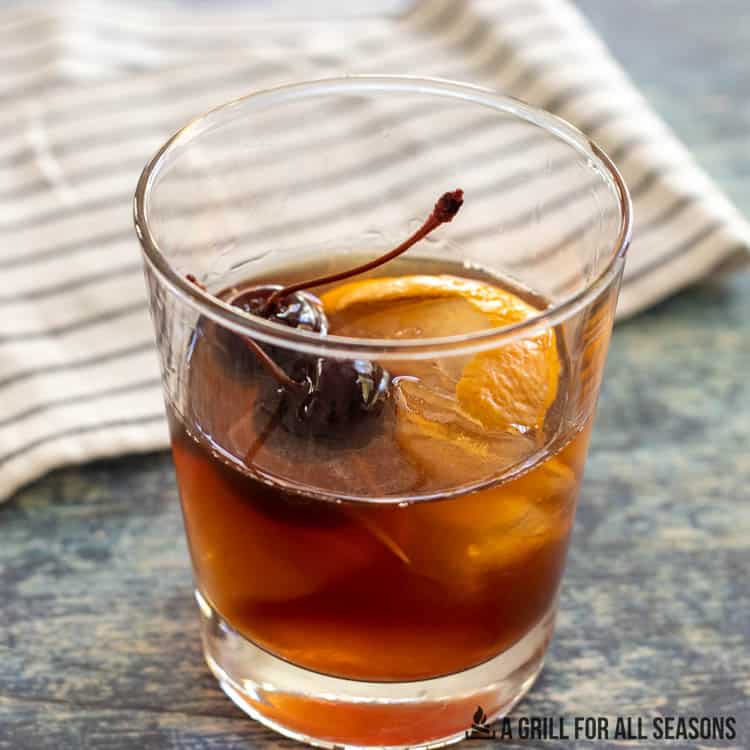 glass with smoked old fashioned