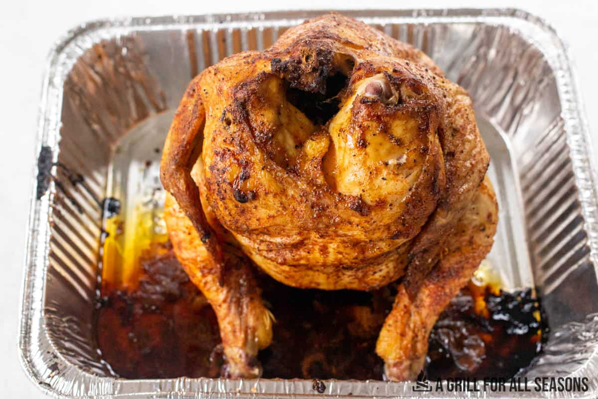 traeger beer can chicken in foil pan
