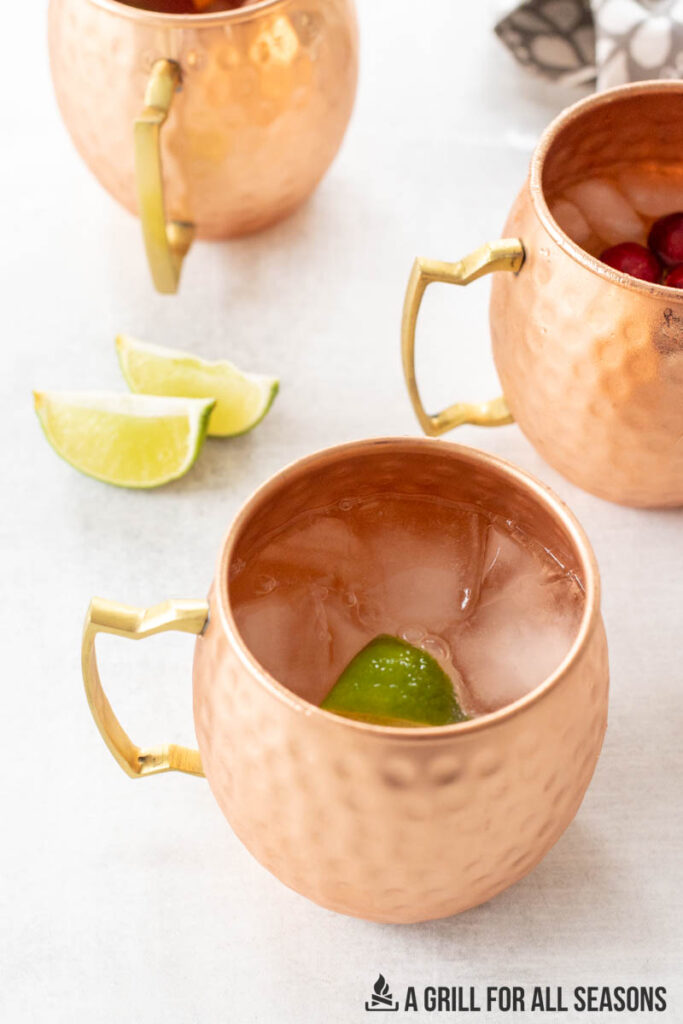 mugs of moscow mule with rum