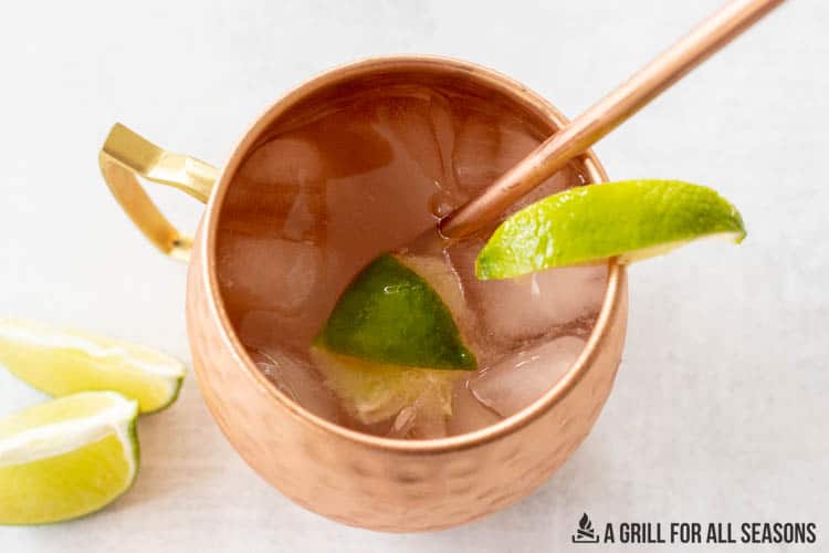 moscow mule with rum garnished with lime