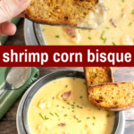 pinterest image for shrimp and corn bisque