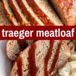 pinterest image for traeger meatloaf
