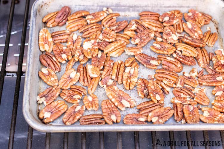 tray on smoker with nuts