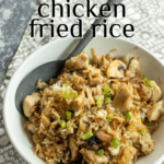 pinterest image for blackstone chicken fried rice