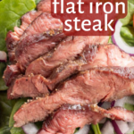 pinterest image for smoked flat iron steak