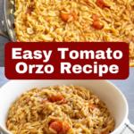 pinterest image for tomato orzo