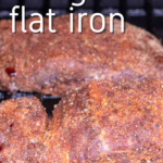 pinterest image for traeger flat iron steak