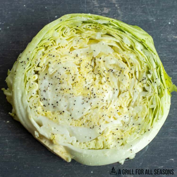 smoked cabbage on cutting board