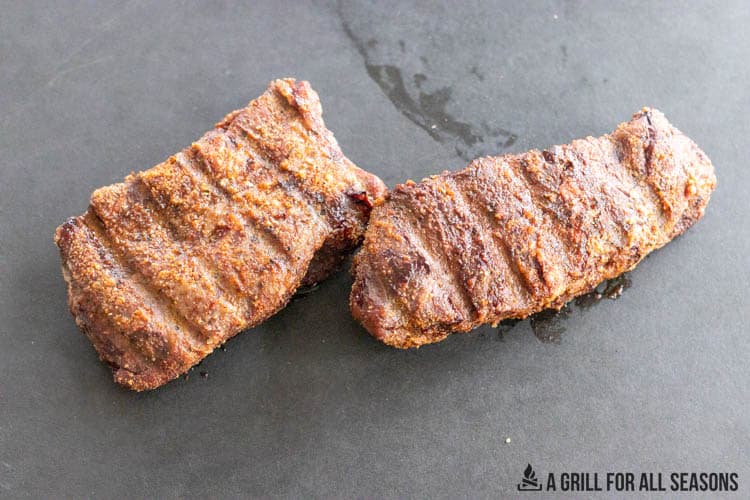 traeger steak on cutting board