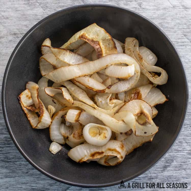 air fryer onions in bowl