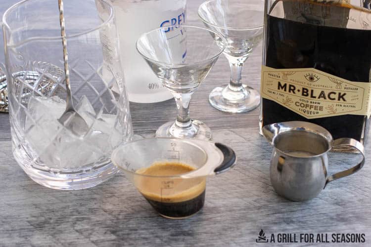 ingredients for a creamy mr black espresso martini