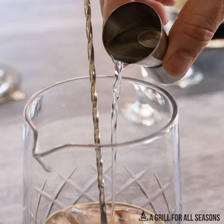 vodka being added to mr black espresso martini