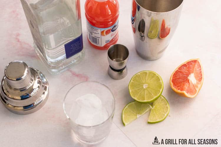 ingredients for a pink paloma