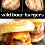 pinterest image for wild boar burgers