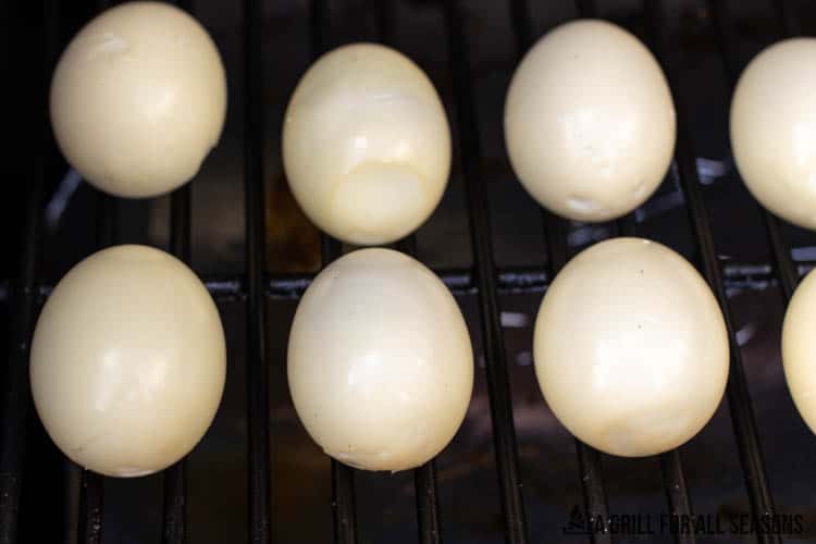 hard-boiled eggs on pellet grill smoker
